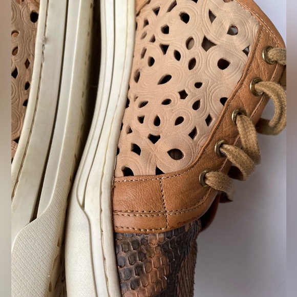Franco Cuadra Brown casual Women's Python Snakeskin Leather Sneakers US 7-71/2 - Picture 8 of 15